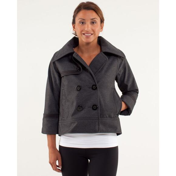 Lululemon Coco Softshell Crop Peacoat Jacket Coat Gray Black Size 8 - Picture 1 of 7